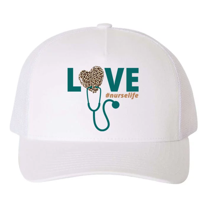 Love Nurse Life Leopard Heart Yupoong Adult 5-Panel Trucker Hat