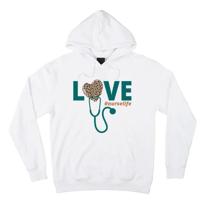 Love Nurse Life Leopard Heart Hoodie