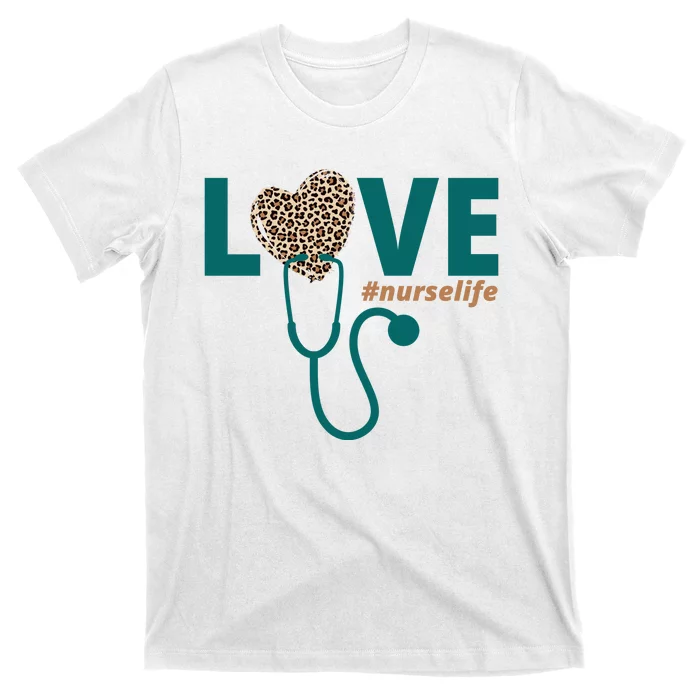 Love Nurse Life Leopard Heart T-Shirt