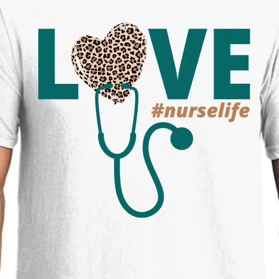 Love Nurse Life Leopard Heart Pajama Set