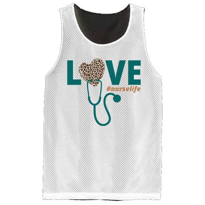 Love Nurse Life Leopard Heart Mesh Reversible Basketball Jersey Tank