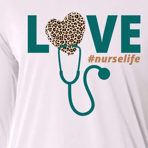 Love Nurse Life Leopard Heart Cooling Performance Long Sleeve Crew