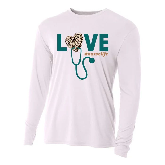 Love Nurse Life Leopard Heart Cooling Performance Long Sleeve Crew