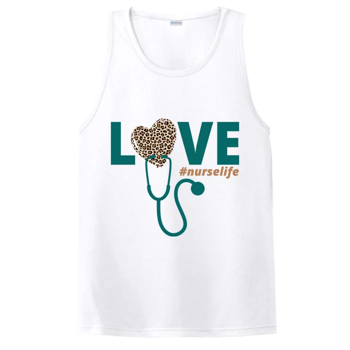 Love Nurse Life Leopard Heart Performance Tank