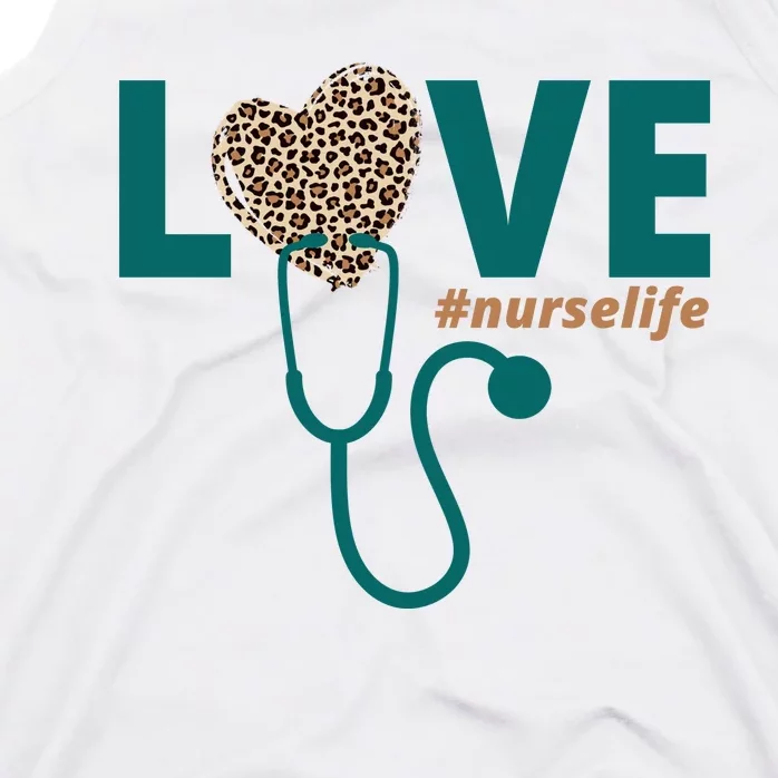 Love Nurse Life Leopard Heart Tank Top