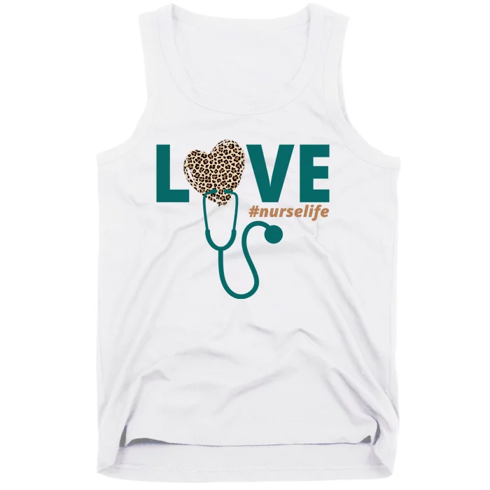 Love Nurse Life Leopard Heart Tank Top