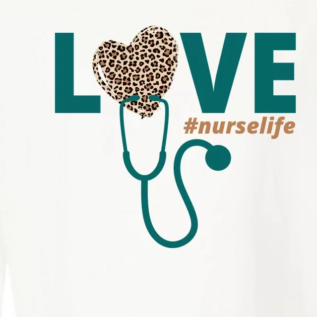 Love Nurse Life Leopard Heart Cropped Pullover Crew