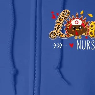 Love Nurse Leopard Sunflower Thanksgiving Turkey Nursing Cool Gift Full Zip Hoodie