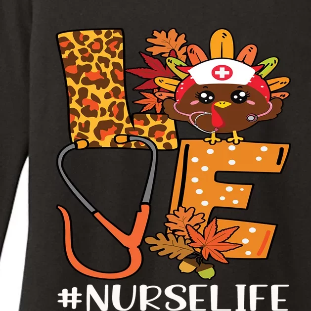 Love Nurse Leopard Turkey Nurse Thanksgiving Funny Gift Funny Gift Womens CVC Long Sleeve Shirt