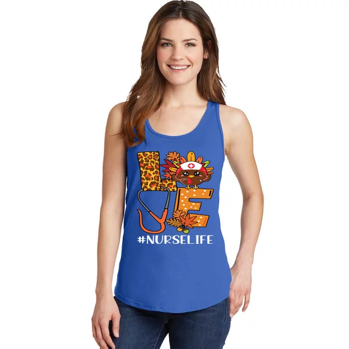 Love Nurse Leopard Turkey Nurse Thanksgiving Funny Gift Funny Gift Ladies Essential Tank