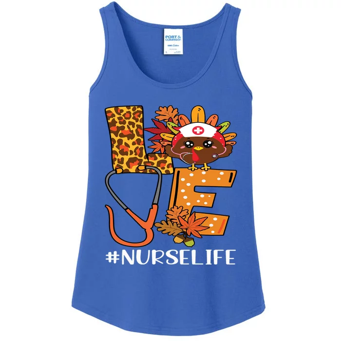 Love Nurse Leopard Turkey Nurse Thanksgiving Funny Gift Funny Gift Ladies Essential Tank