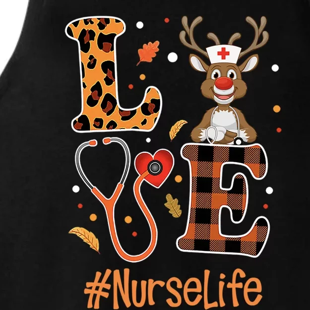 Love Nurse Life Leopard Pumpkin Fall Thanksgiving Halloween Funny Gift Ladies Tri-Blend Wicking Tank