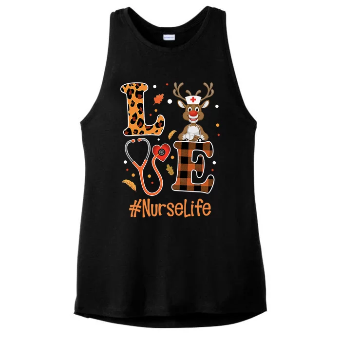 Love Nurse Life Leopard Pumpkin Fall Thanksgiving Halloween Funny Gift Ladies Tri-Blend Wicking Tank