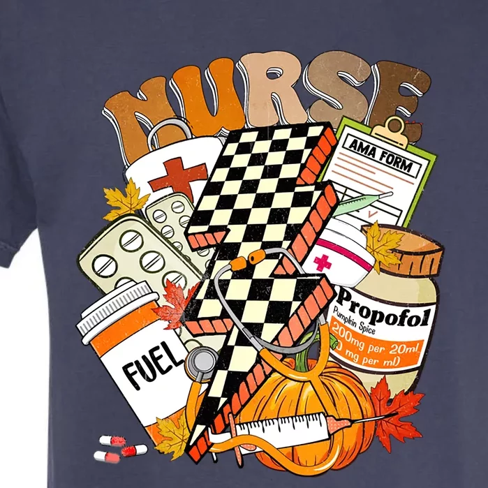 Love Nurse Life Pumpkin Fall Autumn Thanksgiving Nursing Gift Garment-Dyed Heavyweight T-Shirt