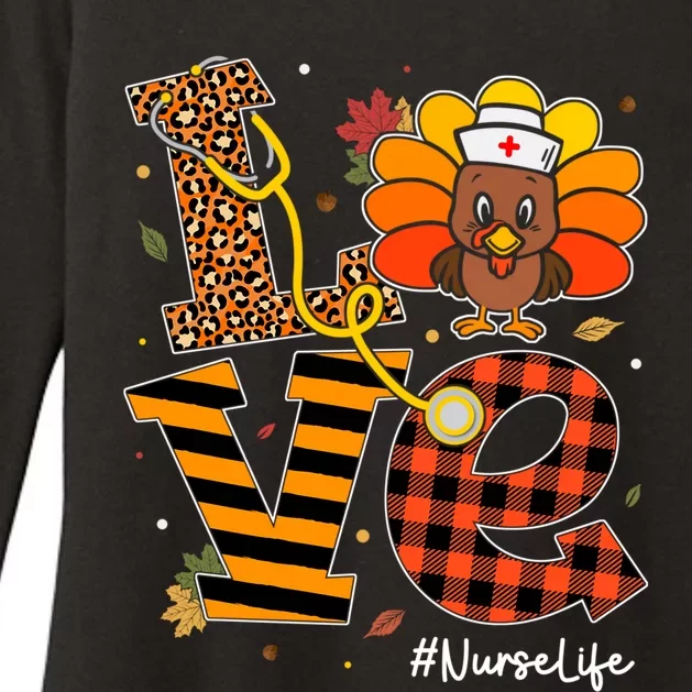 Love Nurse Life Fall Nurse Leopard Turkey Thanksgiving Day Gift Womens CVC Long Sleeve Shirt