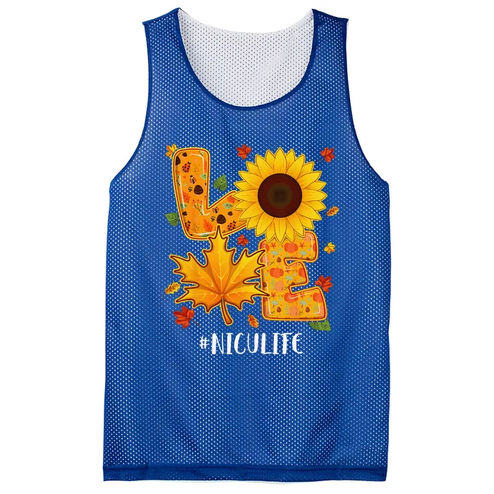 Love NICU Life Thanksgiving Autumn Fall Maple Leaf Mesh Reversible Basketball Jersey Tank