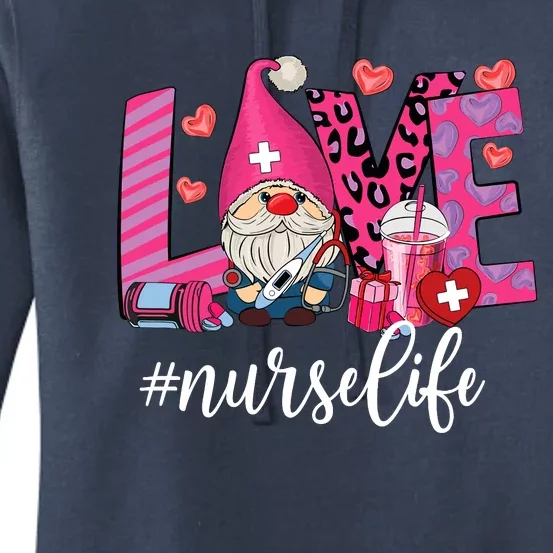 Love Nurse Life Gnome Valentine Nursing Valentines Day Women's Pullover Hoodie