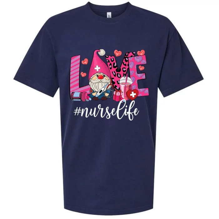 Love Nurse Life Gnome Valentine Nursing Valentines Day Sueded Cloud Jersey T-Shirt