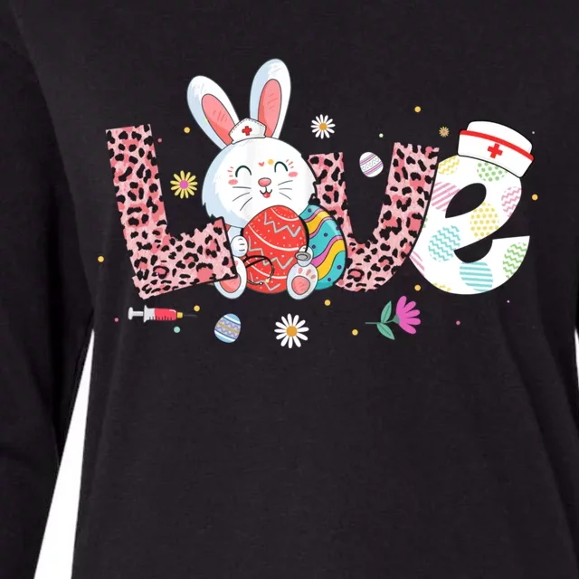 Leopard Nurse Life Cute Bunny Stethoscope Scrub Easter Day Great Gift Womens Cotton Relaxed Long Sleeve T-Shirt