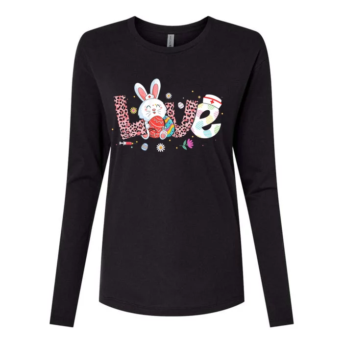 Leopard Nurse Life Cute Bunny Stethoscope Scrub Easter Day Great Gift Womens Cotton Relaxed Long Sleeve T-Shirt