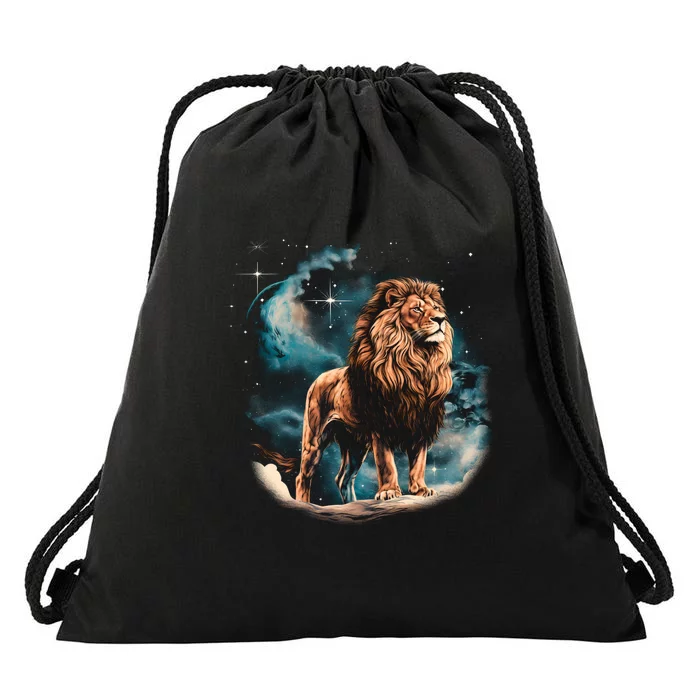 Lion Night Drawstring Bag