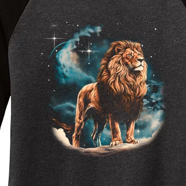 Lion Night Women's Tri-Blend 3/4-Sleeve Raglan Shirt