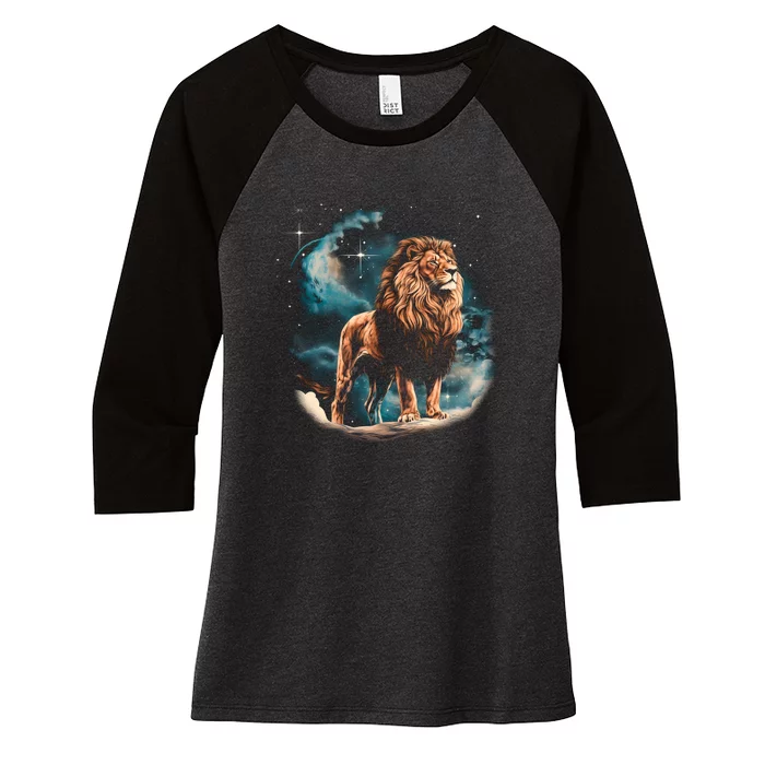 Lion Night Women's Tri-Blend 3/4-Sleeve Raglan Shirt