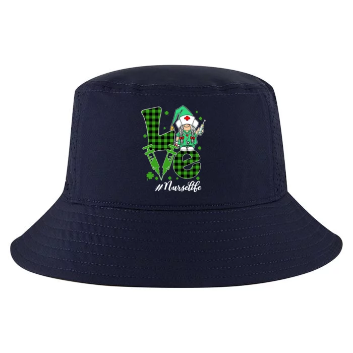 Love Nurse Life Gnome Funny St Patrick's Day Shamrock Cute Gift Cool Comfort Performance Bucket Hat