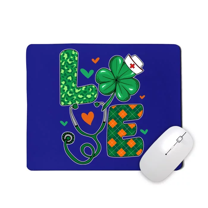 Love Nurse Life Leopard Shamrock Nurse St Patrick's Day Gift Mousepad