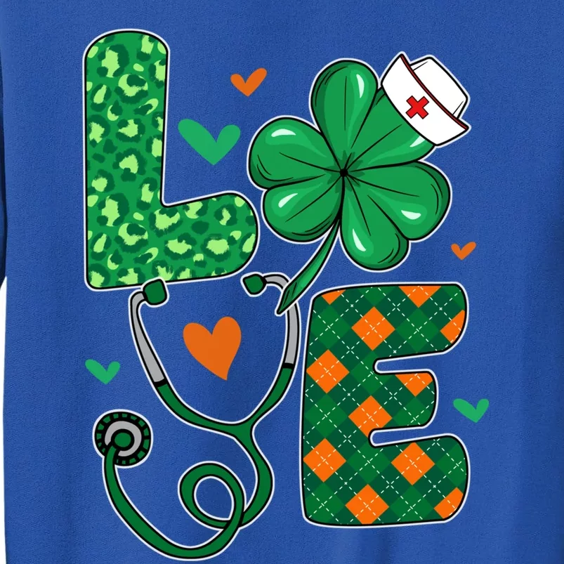 Love Nurse Life Leopard Shamrock Nurse St Patrick's Day Gift Tall Sweatshirt