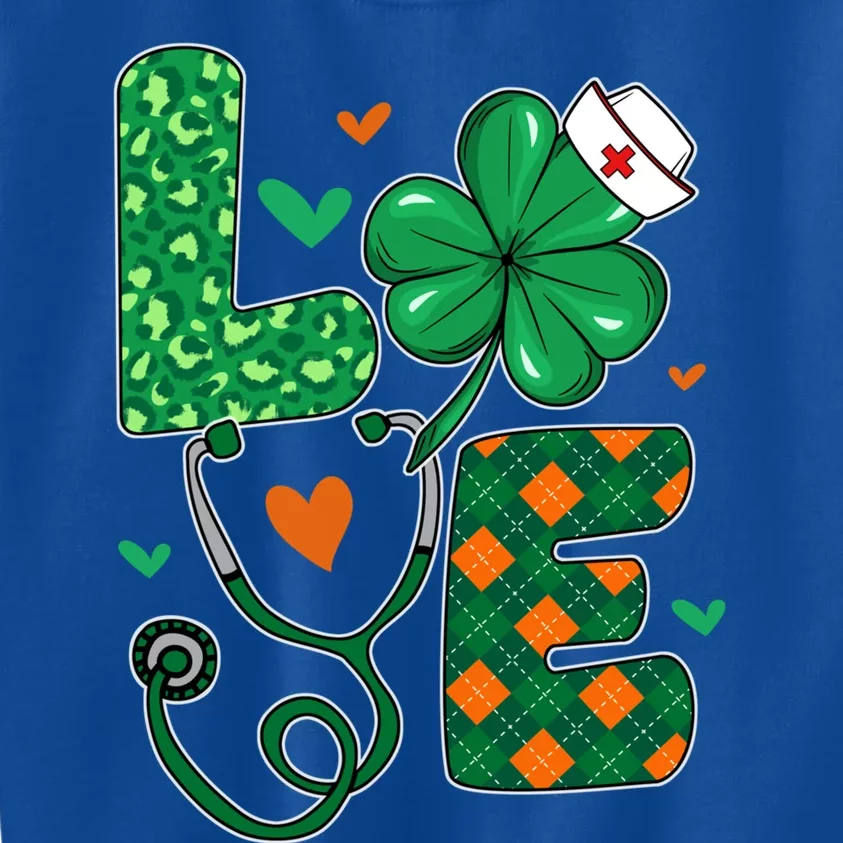 Love Nurse Life Leopard Shamrock Nurse St Patrick's Day Gift Kids Sweatshirt