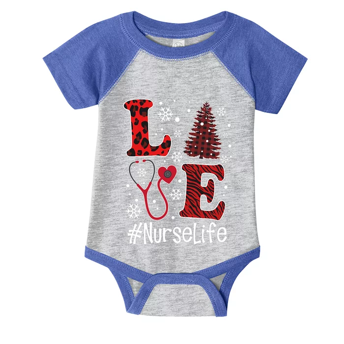 Love Nurse Life Christmas Tree Stethoscope Nursing Xmas Snow Cool Gift Infant Baby Jersey Bodysuit