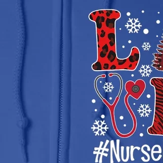 Love Nurse Life Christmas Tree Stethoscope Nursing Xmas Snow Cool Gift Full Zip Hoodie