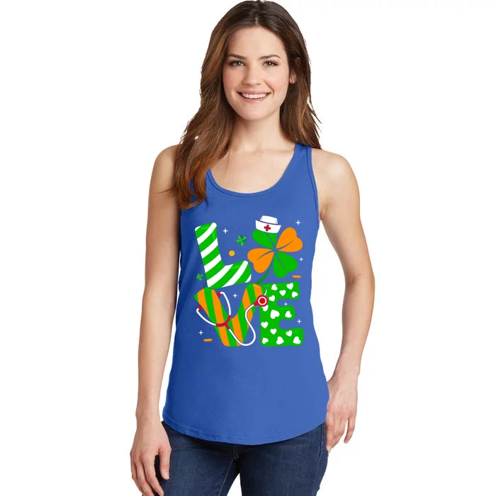 Love Nurse Life Funny Irish Nurse St Patrick's Day Shamrock Gift Ladies Essential Tank