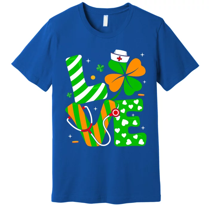 Love Nurse Life Funny Irish Nurse St Patrick's Day Shamrock Gift Premium T-Shirt