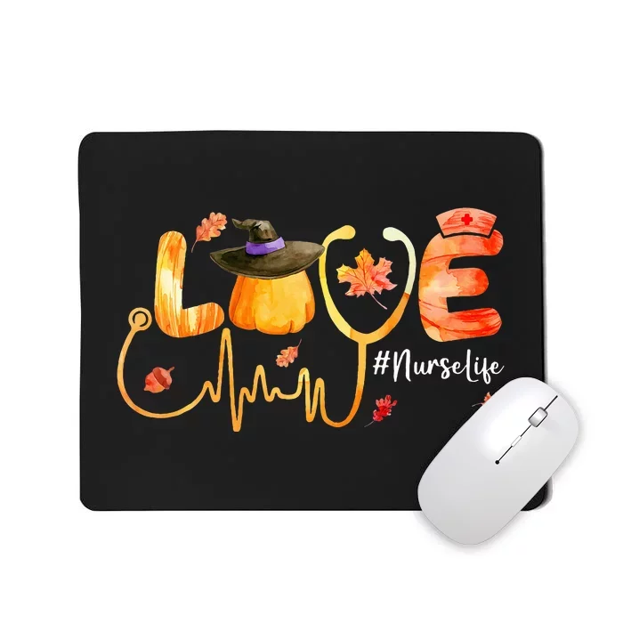 Love Nurse Life Pumpkin Thanksgiving Nursing Fall Autumn Mousepad