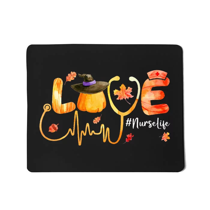 Love Nurse Life Pumpkin Thanksgiving Nursing Fall Autumn Mousepad