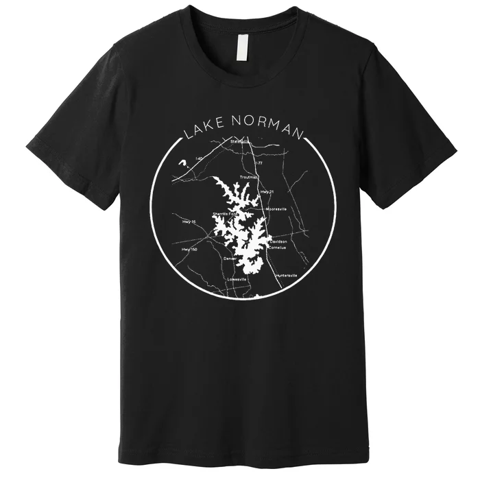 Lake Norman Map Shoreline North Carolina Vacation Charlotte Premium T-Shirt