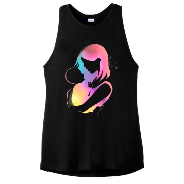 Loving New Mom Cute Gift Colorful Ladies Tri-Blend Wicking Tank