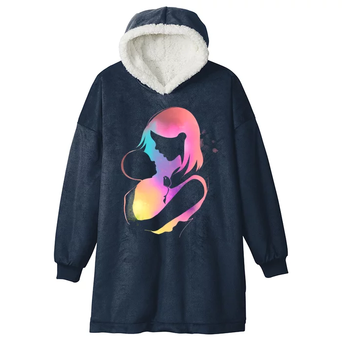 Loving New Mom Cute Gift Colorful Hooded Wearable Blanket