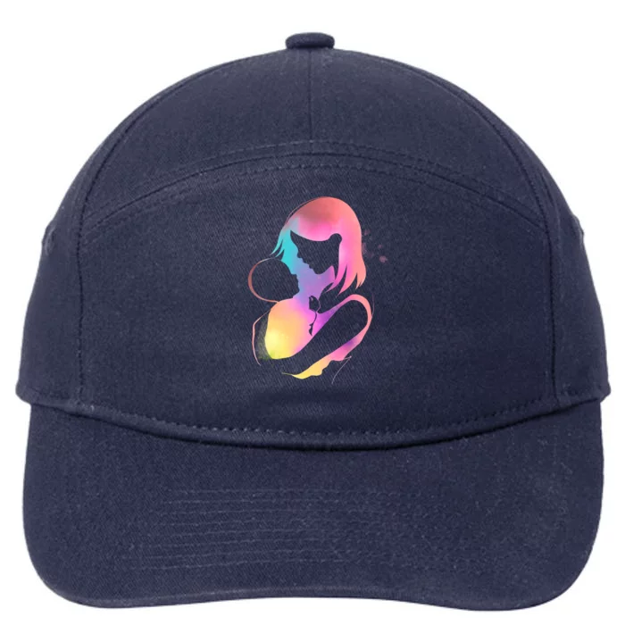 Loving New Mom Cute Gift Colorful 7-Panel Snapback Hat