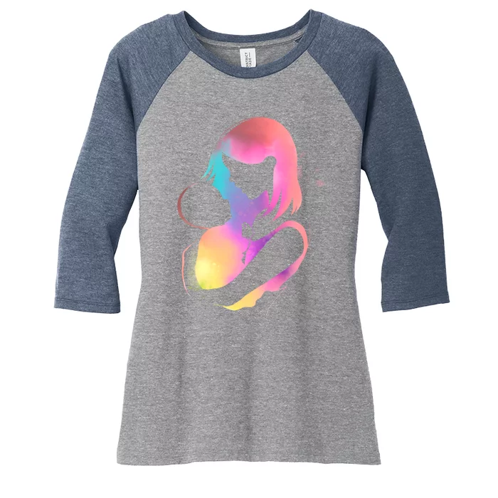 Loving New Mom Cute Gift Colorful Women's Tri-Blend 3/4-Sleeve Raglan Shirt