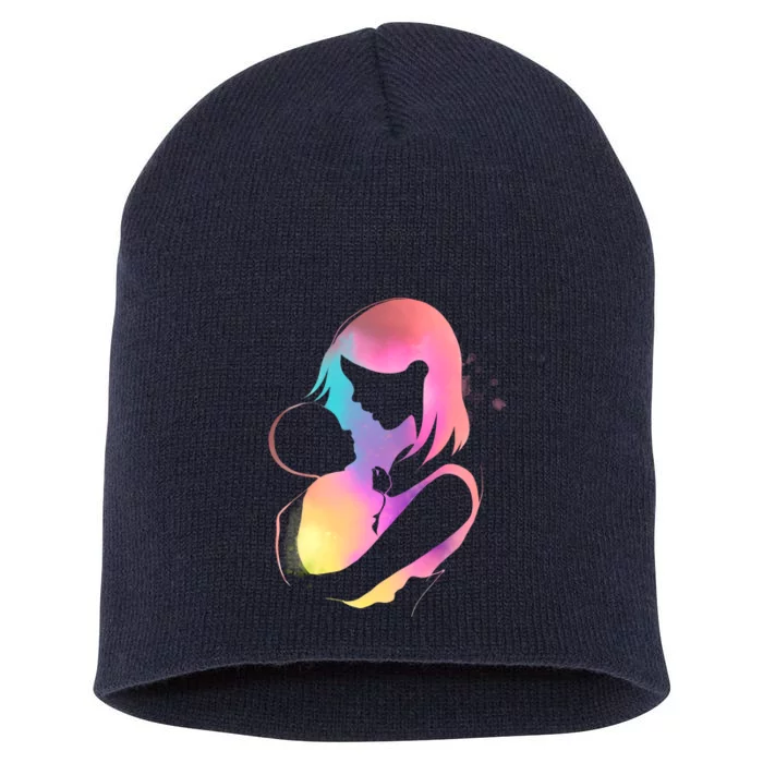 Loving New Mom Cute Gift Colorful Short Acrylic Beanie