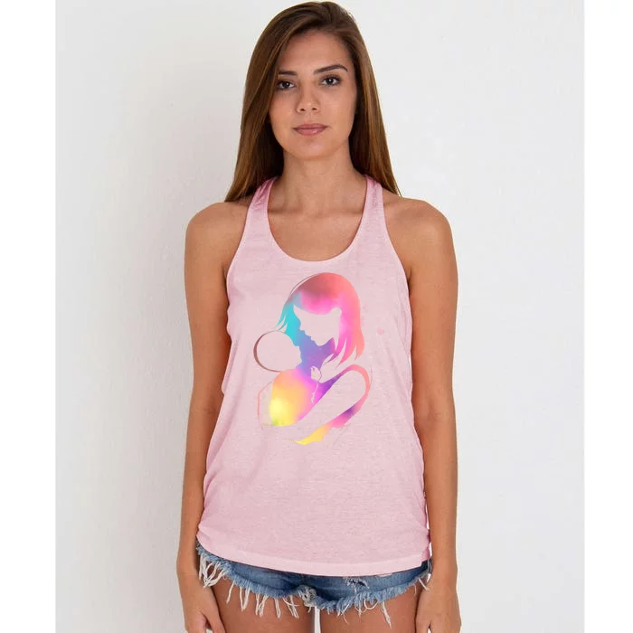 Loving New Mom Cute Gift Colorful Women's Knotted Racerback Tank