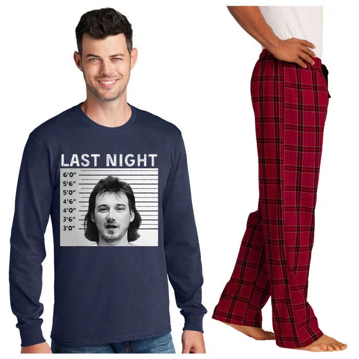 Last Night Mugshot Of Morgan Trending Mug Shot Long Sleeve Pajama Set