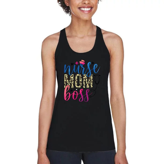 Leopard Nurse Mom Boss Mother's Day Gift Women's Racerback Tank