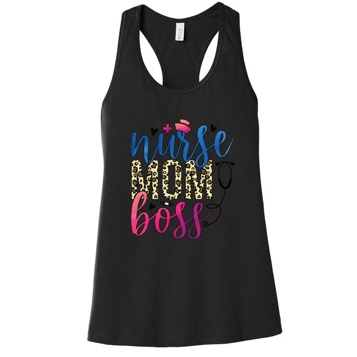 Leopard Nurse Mom Boss Mother's Day Gift Women's Racerback Tank