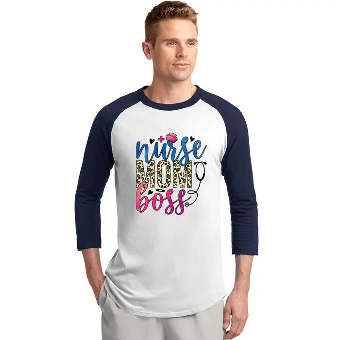 Leopard Nurse Mom Boss Mother's Day Gift Baseball Sleeve Shirt