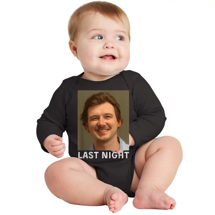 Last Night Mugshot Of Morgan Trending Mug Shot April 2024 Baby Long Sleeve Bodysuit