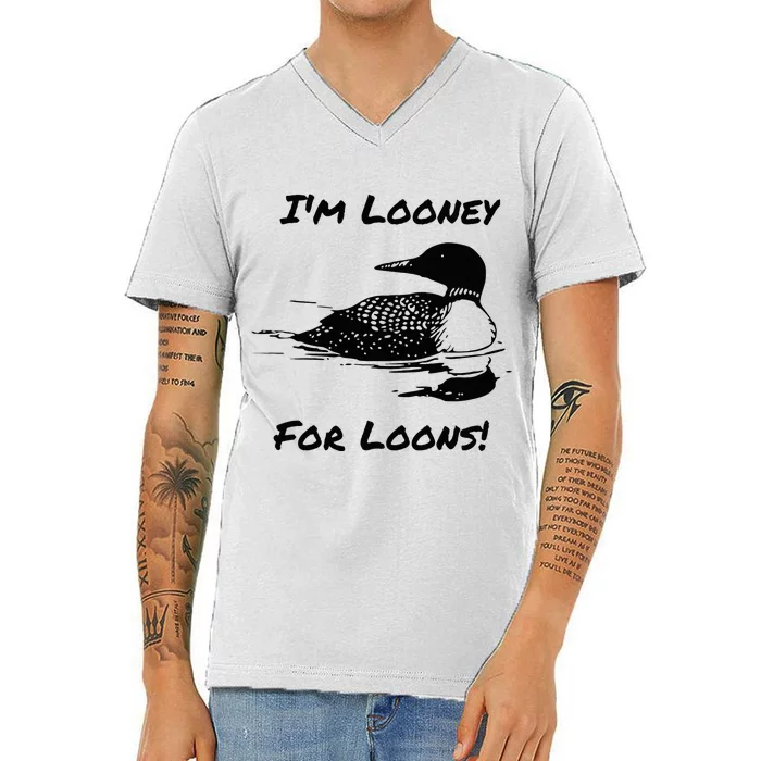 Loon North Minnesota Wisconsin Funny V-Neck T-Shirt